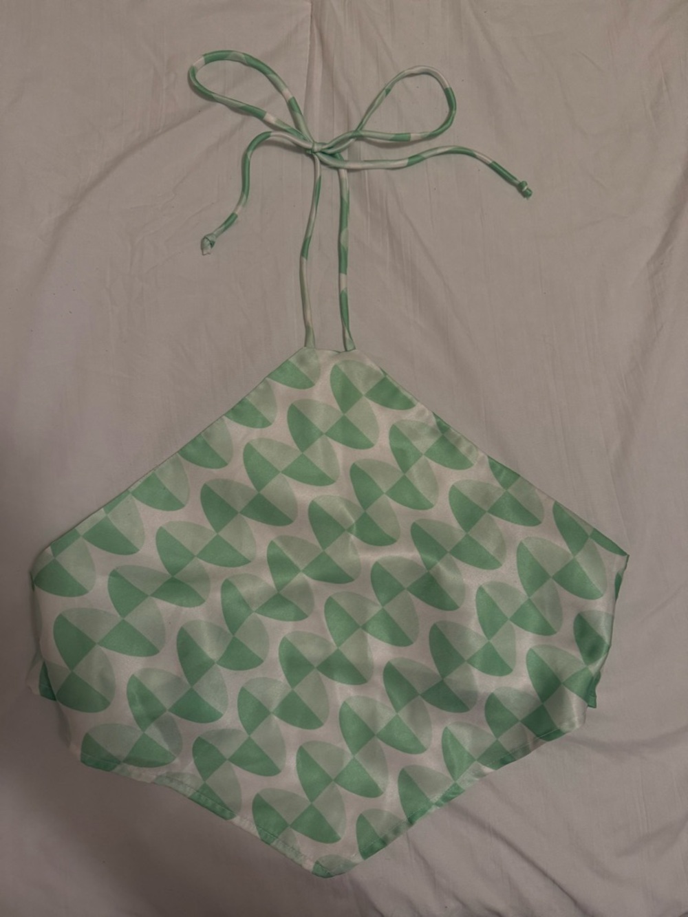 Cotton Candy LA Green Print Halter Tie Top – Size S